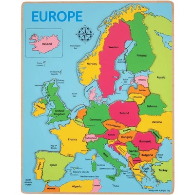 Bigjigs Toys Дървен пъзел Bigjigs - Карта на Европа (BJ048)