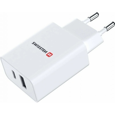 Swissten síťový adaptér power delivery 30w 1x usb-c + 1x usb bílý