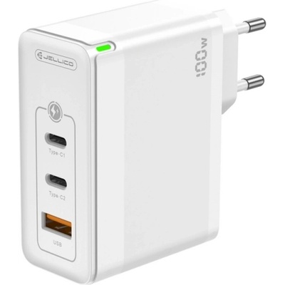 Jellico Зарядно Jellico C118 220V GaN 100W PD 2xUSB-C, бял (C118)