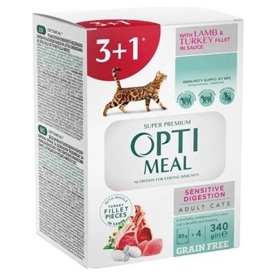 Optimeal Cat s jehněčím a krůtou 4 x 85 g