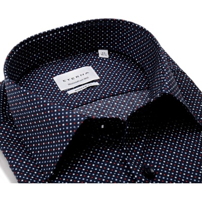 Eterna Modern Fit Dynamic Cotton košile s červeno-modro-bílými čtverečky tmavomodrá