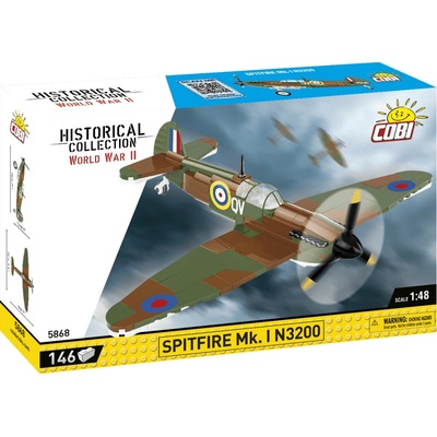 COBI 5868 World War II Britské stíhacie lietadlo Spitfire MK. I N3200 1:48