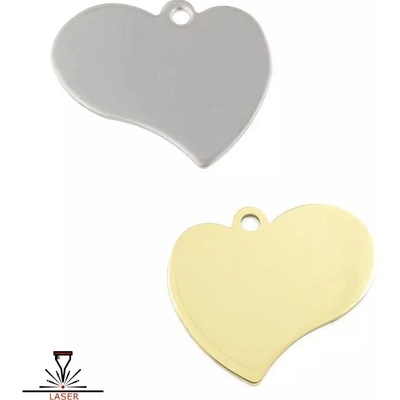 Ocelový Tag Srdce 35x30x1mm - Light Gold RL