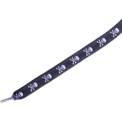 Tobby skull / Детски плоски еластични връзки за обувки - черни 95 см (040640)