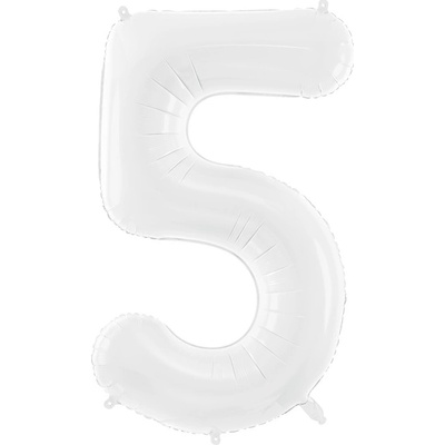 PartyDeco Fóliový balón Číslo 5 biely 86cm