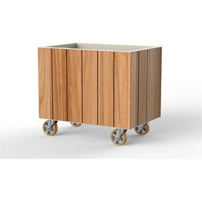 Vondom Květináč na kolečkách Vineyard obdélníkový 80x53x71 cm, lakovaný hliník, teak natural