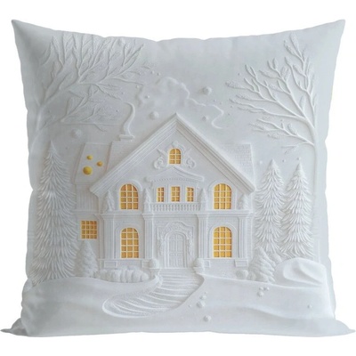 Mybesthome Vánoční polštář CHRISTMAS HOUSE 3D 40 x 40 cm – Zboží Dáma