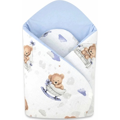 Baby Nellys zavinovačka pro miminka měkká na suchý zip Medvídci modří