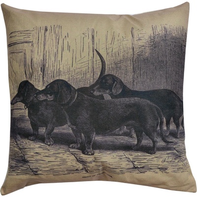 Clayre & Eef Dekoračné vankúš Jazvečíky 43x43
