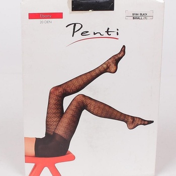 Ефектен чорапогащник с фигурален десен в черно 20 den