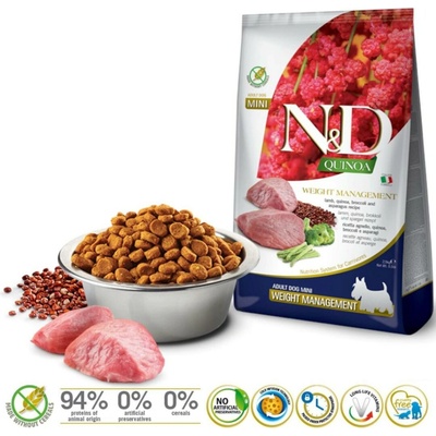 N&D Quinoa Dog Adult Mini Weight Management Grain Free Lamb & Broccoli 2,5 kg