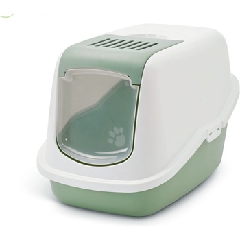Image 1 of SAVIC - Закрита котешка тоалетна къща с филтър против миризми, Nestor 56х39х38.5 бяло/пастелно зелено