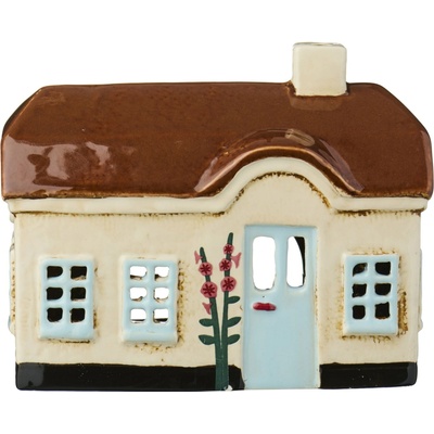 Ib Laursen Keramický svícen Ebeltoft Light Blue door, modrá barva, krémová barva, keramika – Zboží Dáma