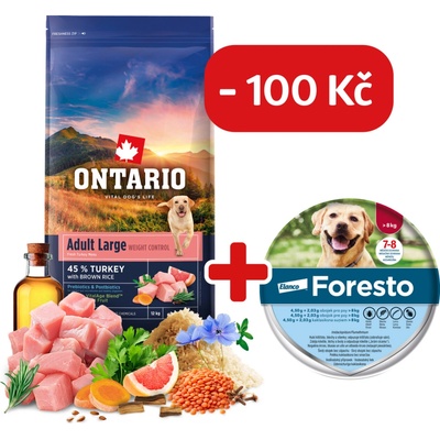 Ontario Large Weight Control Turkey & Brown Rice 12 kg