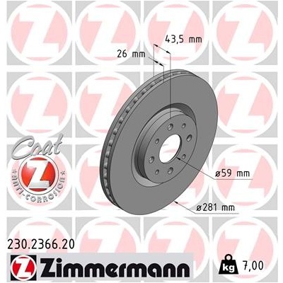Brzdový kotouč ZIMMERMANN 230.2366.20