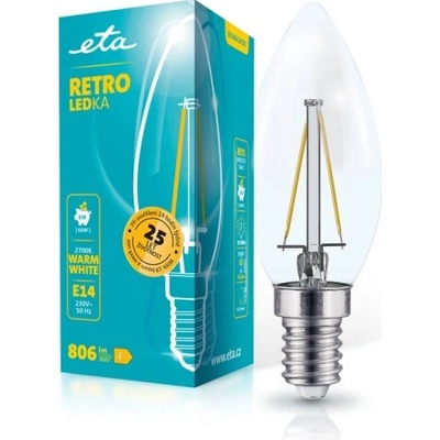 ETA RETRO LEDka svíčka filament 6W, E14, teplá bílá ETAC35W6WWF01