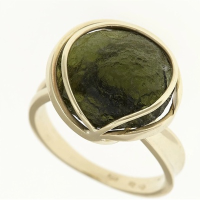 My Moldavite Zlatý prsten s přírodním vltavínem 10204
