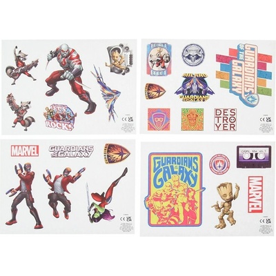 Set 4 listů samolepek na elektroniku Marvel Strážci galaxie 25 samolepek