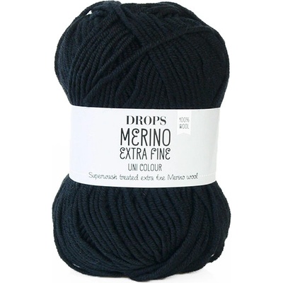 Příze DROPS Merino Extra Fine uni color 02 - černá