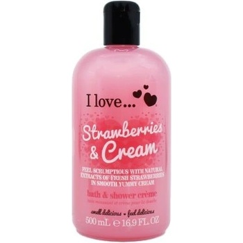 I Love Kúpeľový a sprchový krém s vôňou jahôd a sladkého krému Strawberries & Cream Bubble Bath And Shower Creme 500 ml