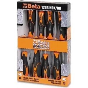 Beta Комплект отвертки прави и кръстати, серия INOX в картонена кутия, 1293INOX/D8, Beta Tools (012930408)