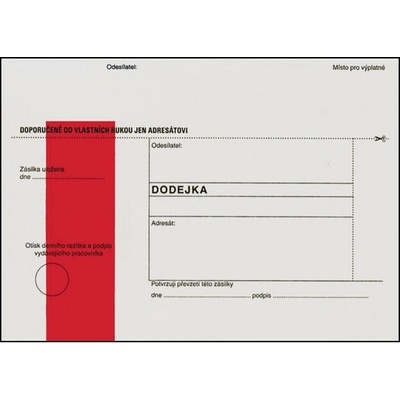 Obálky B6 s dodejkou - s červeným pruhem / 1000 ks