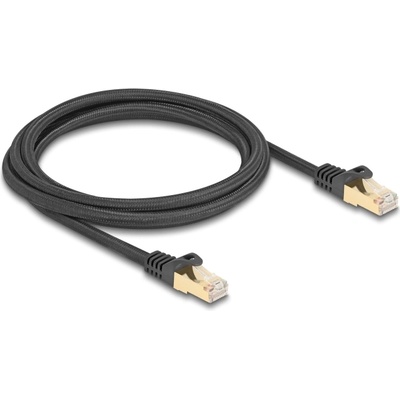 Delock RJ45 мрежов кабел с плетена обвивка Cat. 6A S/FTP мъжки към мъжки 2 m черен
