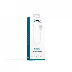 Ttec Кабел Mini Cable 30cm Lightning Charge/Data Cable - Бял