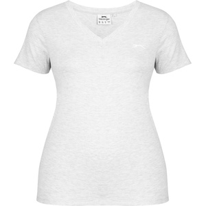 Slazenger Дамска тениска Slazenger Ladies V Neck Tee Shirt - Ice Grey Marl