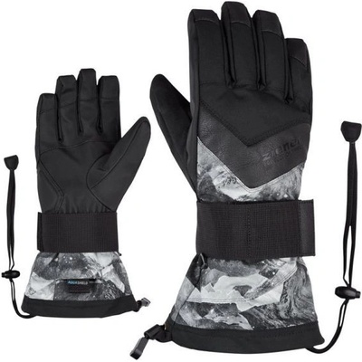 Ziener Milan AS pánské snowboardové rukavice grey mountain print 19/20