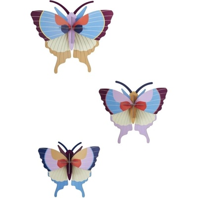 Studio Roof nástěnná dekorace Plum Fringe Butterflies sada 3 kusů