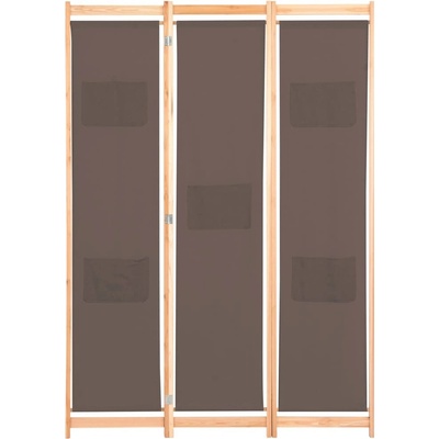 vidaXL 3dílný paraván hnědý 120 x 170 x 4 cm textil