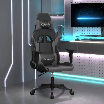 vidaXL Гейминг стол, черно и сиво, изкуствена кожа (3143691)