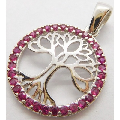 Klenoty Budín Zlatý přívěsek strom života s červenými rubíny HK3094B
