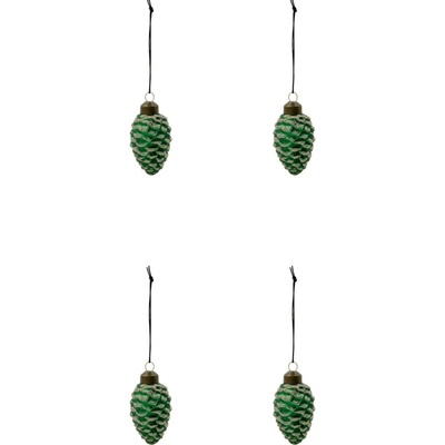 House Doctor Skleněné ozdoby Cone Green – set 4 ks, zelená barva, sklo