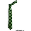 Soonrich kravata úzká zelená šachovnice kor040