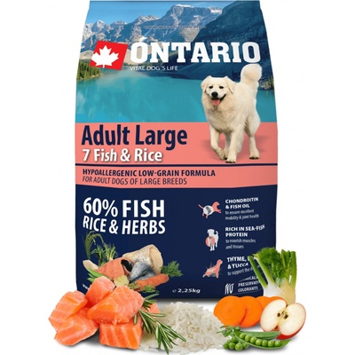 Ontario Adult Large 7 Fish & Rice 2,25 kg
