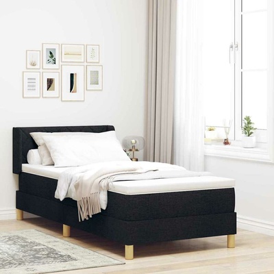 zahrada-XL 3341330 Postel s pružinami s matrací s čelo Černá textil