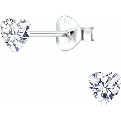 Nefertitis 00365 Stříbrné náušnice pecky se zirkony 4mm CRYSTAL HEART NF63321 4 mm, 0,5 g