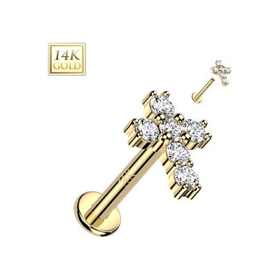 Šperky4U zlatý piercing do brady labreta ZL01249-1206-YG