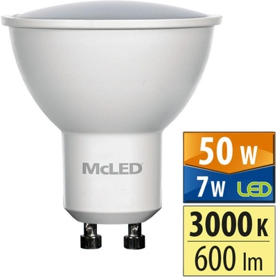 MCLED žárovka LED 7W-50 GU10 3000K 100°