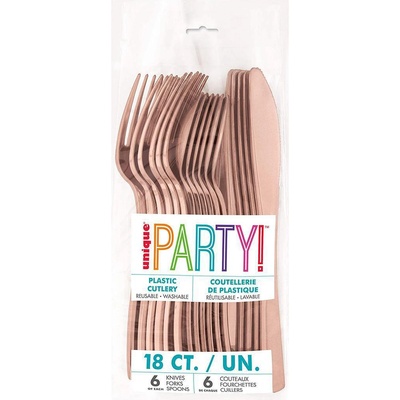 UNIQUE Plastové príbory rosegold