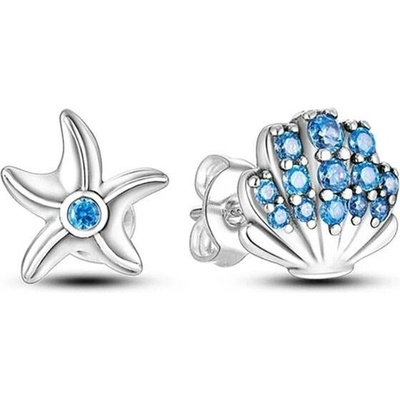 GRACE Silver Jewellery Stříbrné náušnice Mušle a Hvězdice stříbro 925/1000 E-KTE014/426 Stříbrná