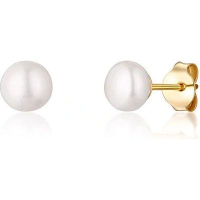 JwL Luxury Pearls žlto pozlátené náušnice s pravými riečnymi perlami JL0767