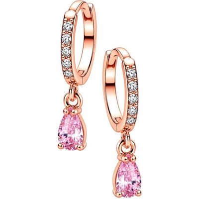 Zlaton Náušnice růžové zlato kapka osazené zirkony kruhy 1.7cm 1.4g N23122502077