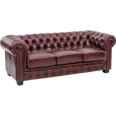 SOB Nábytek Chesterfield 3místná červená pravá kůže F0A00000371W