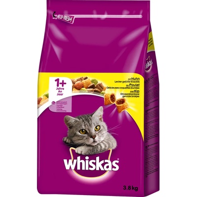 Whiskas 2x3, 8кг 1+ пиле Whiskas суха храна за котки
