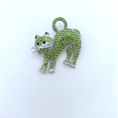 Phoenix brož Kočka s kamínky zelená 1427111748