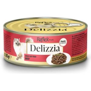 Lider Pet Food Delizzia Chunks in Gravy with Beef 85gr - Консерва с говеждо за израснали котки в сос - 85гр