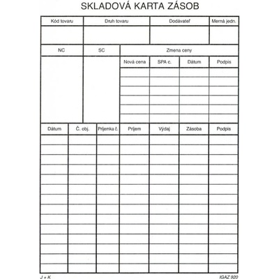 Igaz 920 Skladová karta, na výšku, A5